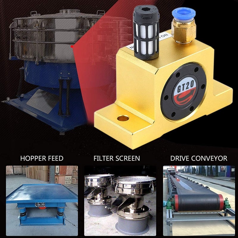 AFUXING G 1/4" Pneumatic Turbine Vibrators, Silent Golden Industrial Vibrator for hopper Golden GT-20 Free Muffler - Image 5